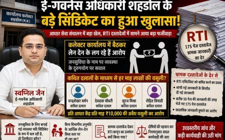 ई-गवर्नेंस अधिकारी शहडोल के बड़े सिंडिकेट का हुआ खुलासा,आधार सेवा संचालन में बड़ा खेल, RTI दस्तावेजों में सामने आया बड़ा फर्जीवाड़ा