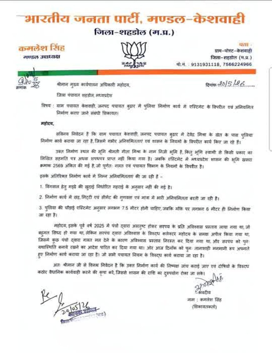 सीसी रोड से घाट तक ‘अदृश्य मजदूर’! केशवाही पंचायत के कामों की जांच की मांग